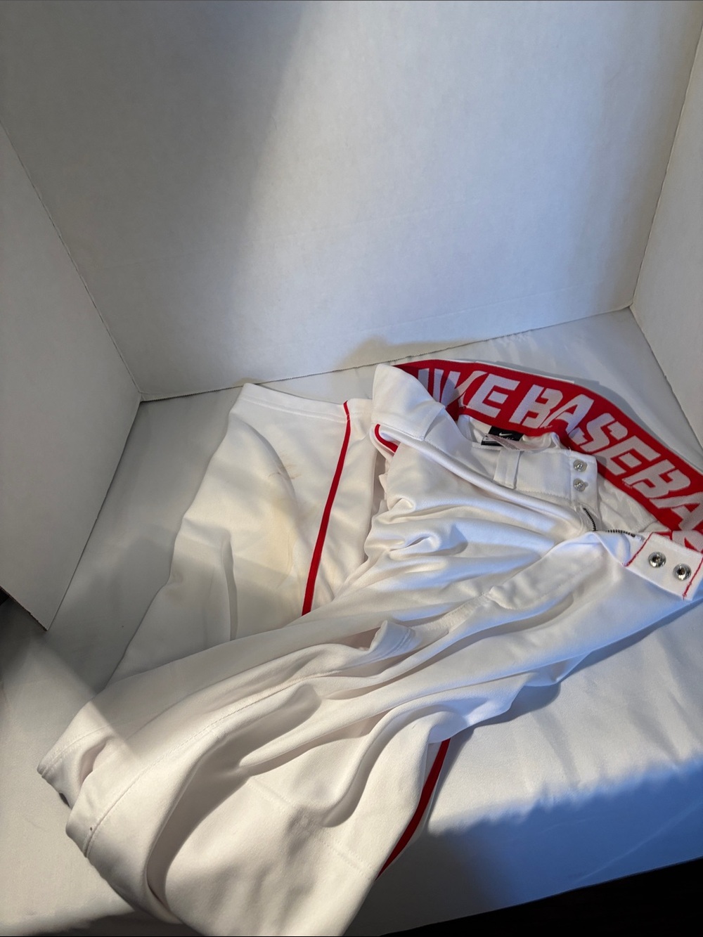 Nike White Baseball Jersey with Red Accents